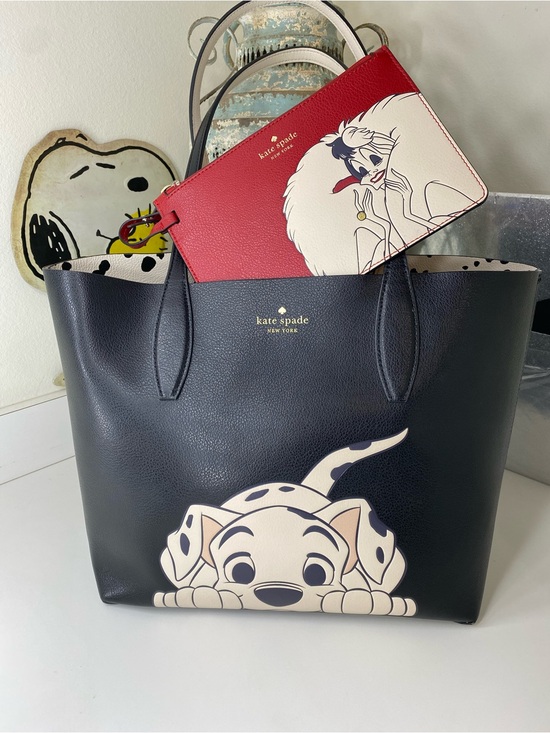 kate spade Handbags - kate spade black Dalmatian tote with red Cruella pouch